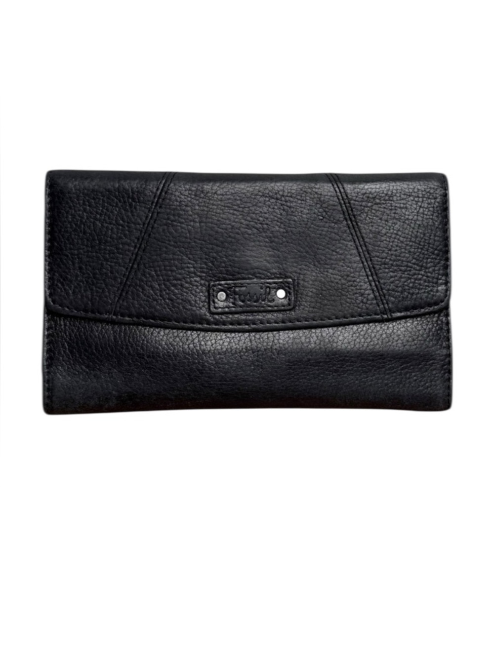 Fossil Women’s Black Leather Wallet Snap Closure Checkbook Holder